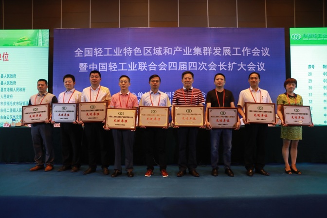 中国轻工业特色区域和产业集群管理与服务先进单位获奖代表